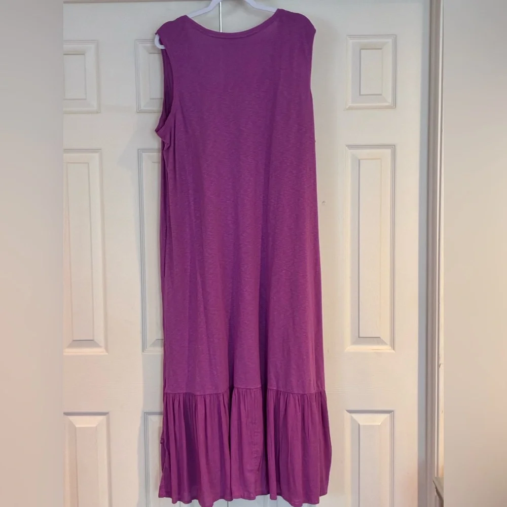 J. Jill Mixed-Media Flounced-Hem Knit Vibrant Berry Plus Casual Dress - Picture 2 of 3